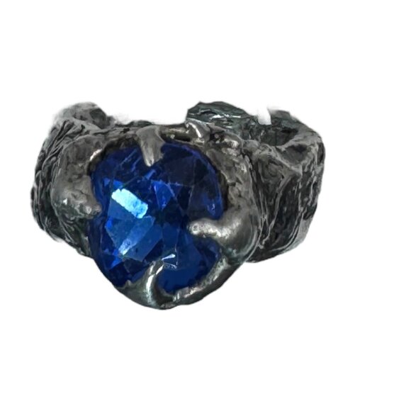 Artisan Boho Ring Crafted wi/ Silver Blend Metalwork Band &10mm Cushion Crystal - Picture 13 of 17